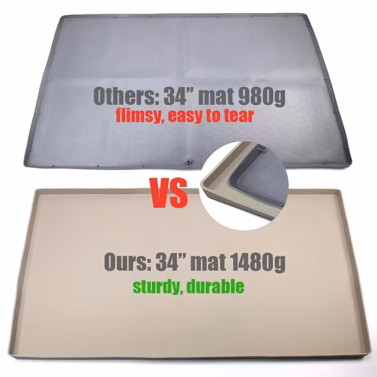 Гибкий водонепроницаемый силиконовый поднос для кухонного шкафа 34 x 22 дюйма под коврик под раковиной со сливным отверстием