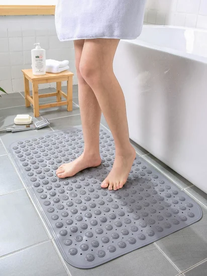 Нескользящий коврик для ванной комнаты со сливным отверстием из ПВХ, ТПЭ, массажный коврик для душа, коврик для ванной